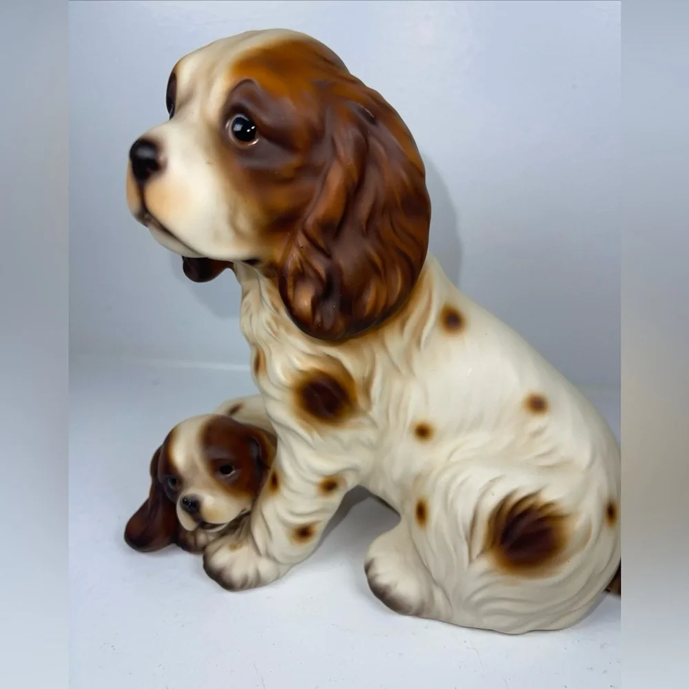 Harvey Knox Vintage rare all ceramic springer spaniel‎ dogs figurine-mid century